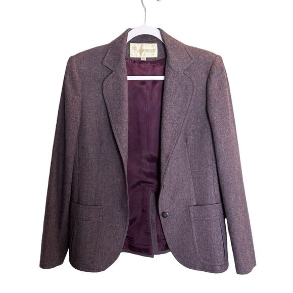John Meyer Vintage Womens Purple Tweed Wool Blend Blazer Suit Jacket, Size 10 - Picture 3 of 8